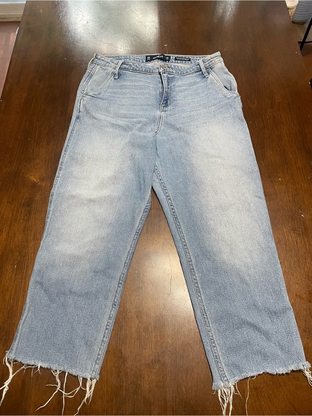 Hollister Light Blue High-Rise Cropped Jeans